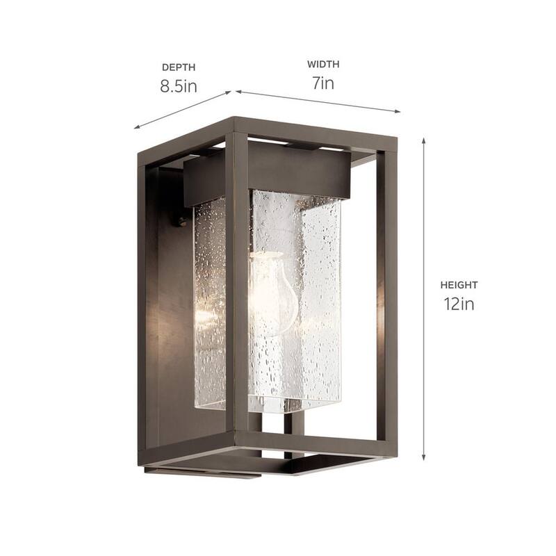 KICHLER Mercer 12 pulg. Linterna de pared con pantalla de metal Incluye 1 Luz Olde Bronce para exteriores con cableado duro y sin bombillas (paquete de 1) - 59060OZ