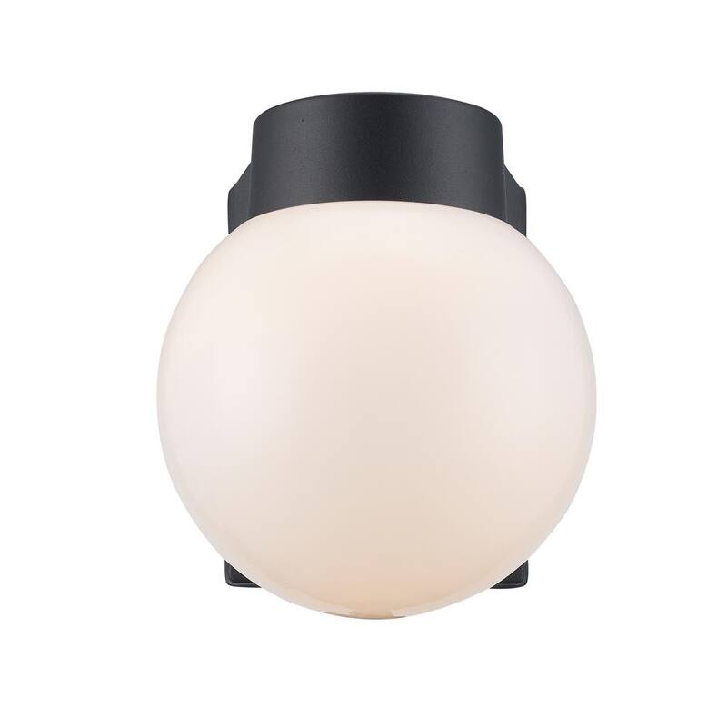 Marca privada sin marca 7 pulgadas Linterna de pared para exteriores con cableado duro en negro con vidrio blanco - 4800 BK