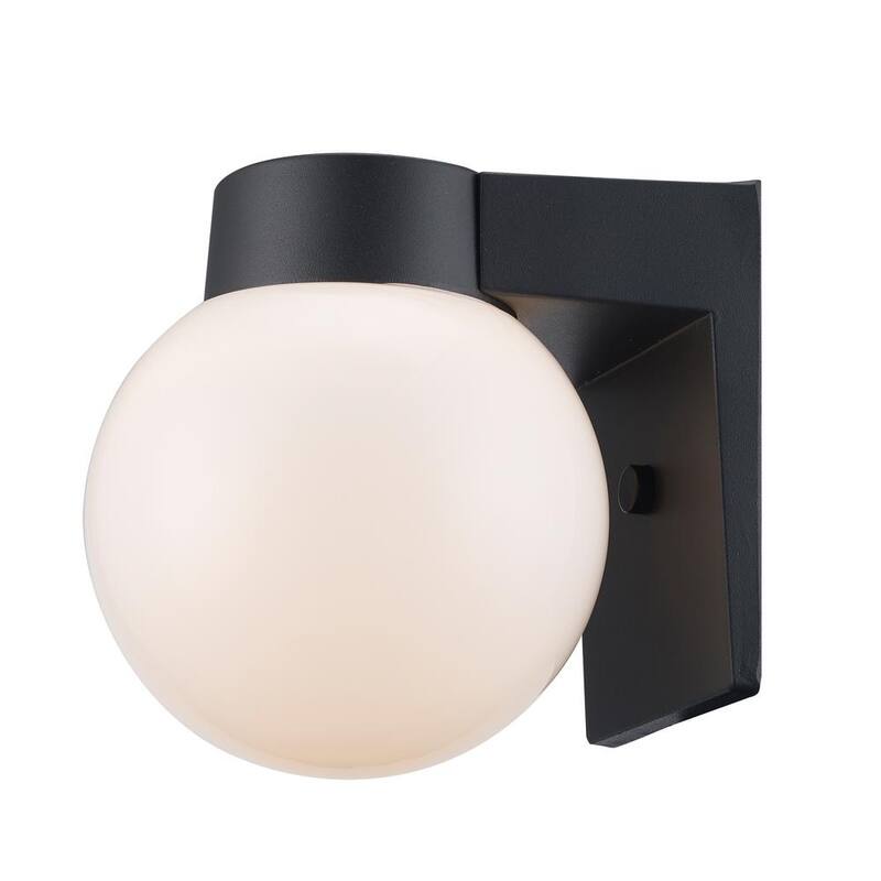 Marca privada sin marca 7 pulgadas Linterna de pared para exteriores con cableado duro en negro con vidrio blanco - 4800 BK