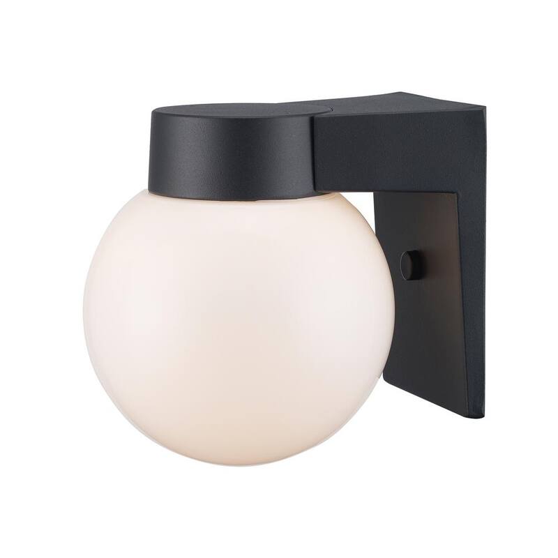Marca privada sin marca 7 pulgadas Linterna de pared para exteriores con cableado duro en negro con vidrio blanco - 4800 BK