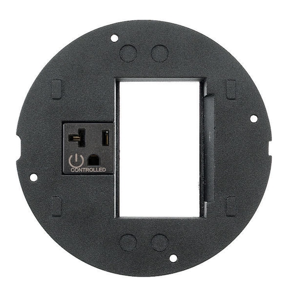 Hubbell Wiring Device-Kellems SystemOne, Sub-Plate, 3-Unit Hubbell iSTATION Opening, Controlled Single 20A, 125V Receptacle, Black - S1SP3IMC