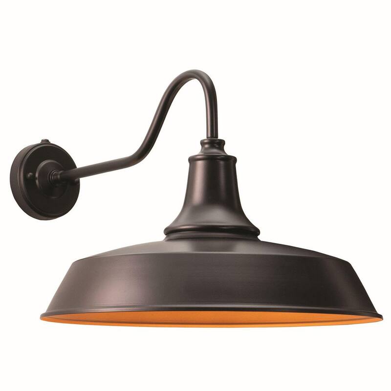 VAXCEL Dorado - Linterna de Granero de Pared Exterior con Luz al Amanecer y al Atardecer de Bronce 1-Luz Dark Sky - T0572