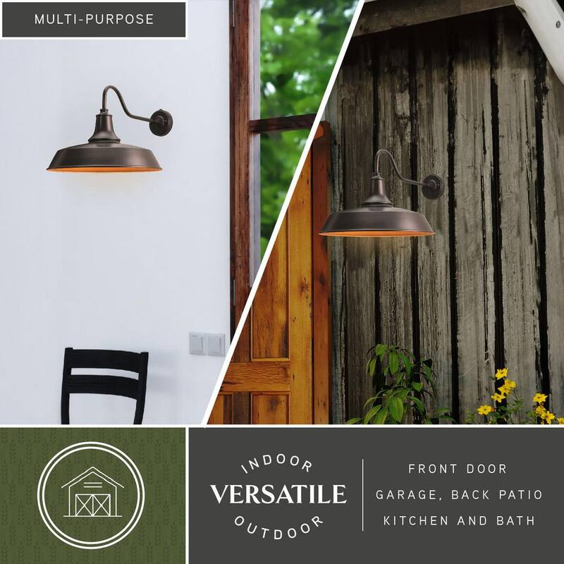 VAXCEL Dorado - Linterna de Granero de Pared Exterior con Luz al Amanecer y al Atardecer de Bronce 1-Luz Dark Sky - T0572
