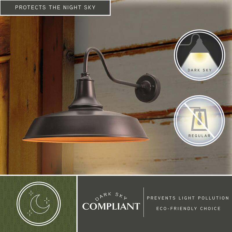 VAXCEL Dorado - Linterna de Granero de Pared Exterior con Luz al Amanecer y al Atardecer de Bronce 1-Luz Dark Sky - T0572