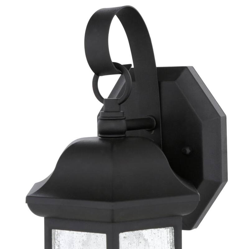 Lámpara de pared para exteriores en color negro con cristal sembrado de 10.5 pulgadas de Hampton Bay (paquete de 2) - KB T0784
