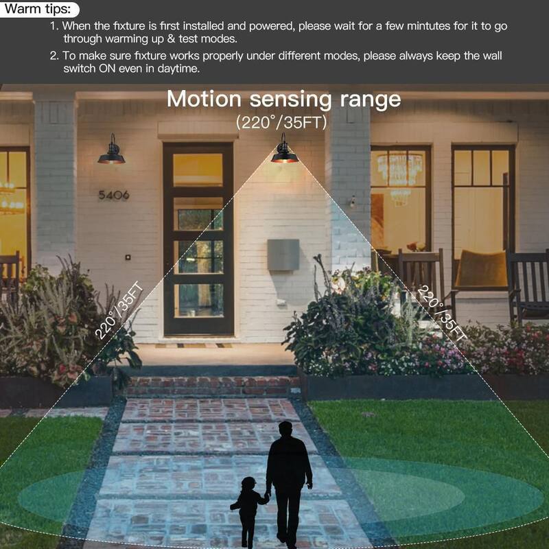Luz de pared de granero exterior con sensor de movimiento TRUE FINE Grantham de 1 luz y 12 pulgadas en negro - TD130010OT