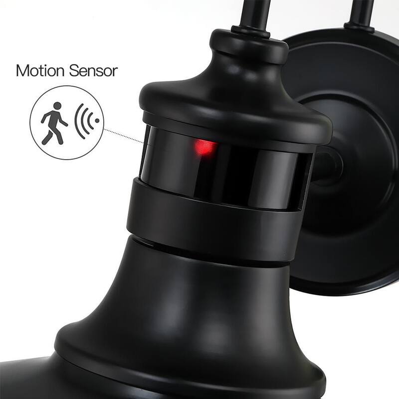 Luz de pared de granero exterior con sensor de movimiento TRUE FINE Grantham de 1 luz y 12 pulgadas en negro - TD130010OT