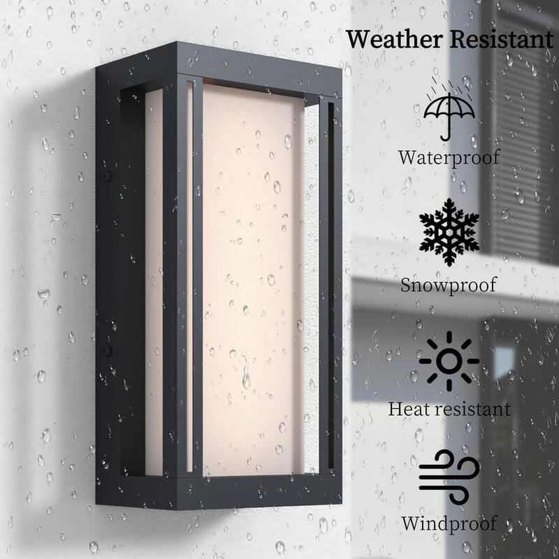 Lámpara de Alba a Ocaso Integrada LED para Exterior, Moderna Negra Montpelier de Maxax con Pantalla Blanca (Paquete de 6) - 7029-1BK-6pk