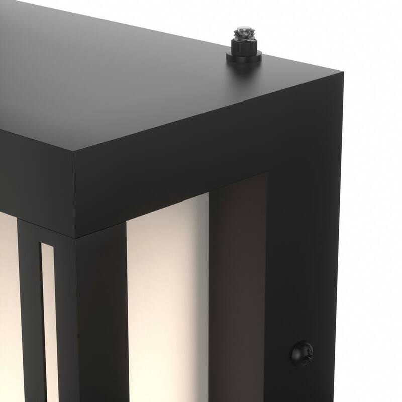Lámpara de Alba a Ocaso Integrada LED para Exterior, Moderna Negra Montpelier de Maxax con Pantalla Blanca (Paquete de 6) - 7029-1BK-6pk