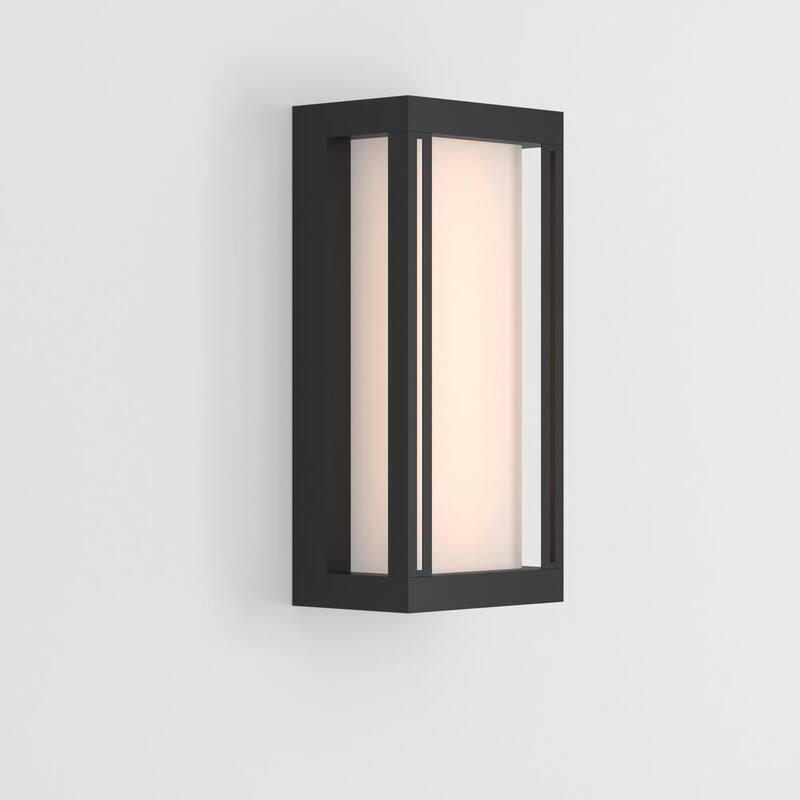 Lámpara de Alba a Ocaso Integrada LED para Exterior, Moderna Negra Montpelier de Maxax con Pantalla Blanca (Paquete de 6) - 7029-1BK-6pk