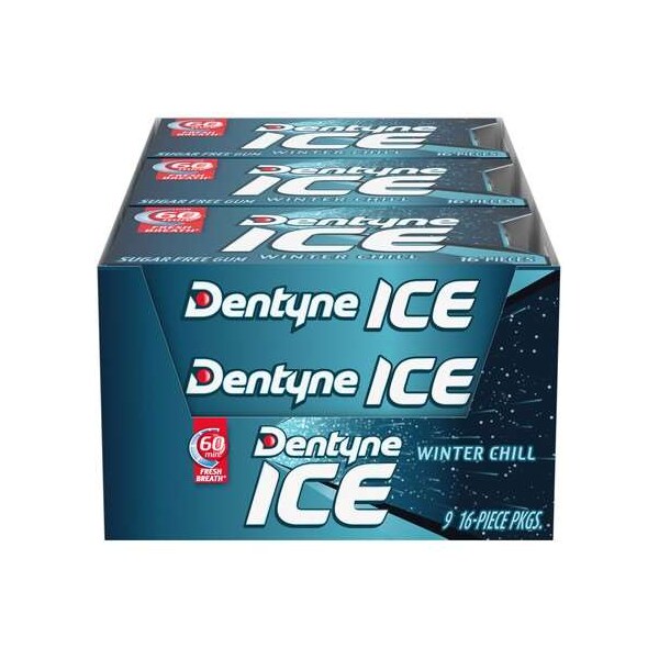 Chicle Dentyne Dentyne Winter Chill de tres compartimentos con 16 piezas, PK162 - 00545.