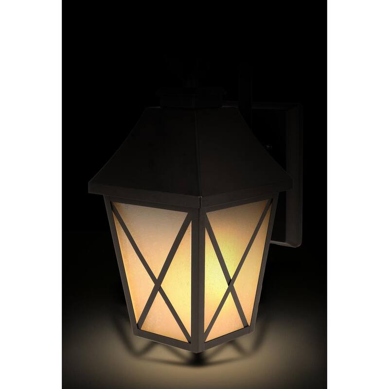 Linterna de pared con efecto de llama parpadeante LED integrado con selección de color en negro medianoche para exteriores con cableado duro Hampton Bay 16.3 in. - LAN15/3WY/BLK/HD