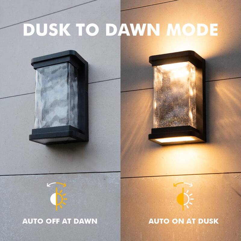 LUTEC Luminaria de Pared Exterior con Luz de Día a Noche Integrada de 1 Luz en Negro - 5185707012