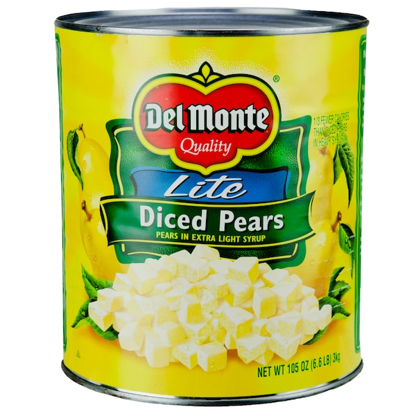 Del Monte Del Monte Lite en pera en almíbar extra claro en cubos #10 Can, Paquete de 6 - 2002352