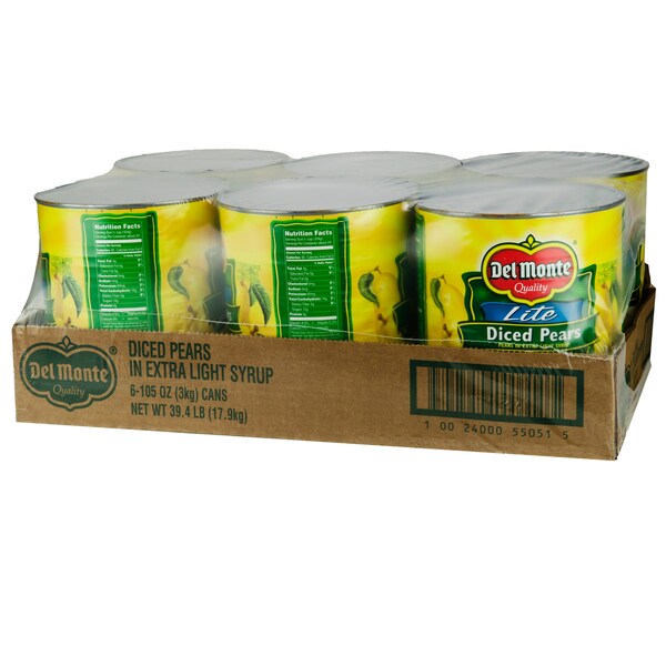 Del Monte Del Monte Lite en pera en almíbar extra claro en cubos #10 Can, Paquete de 6 - 2002352
