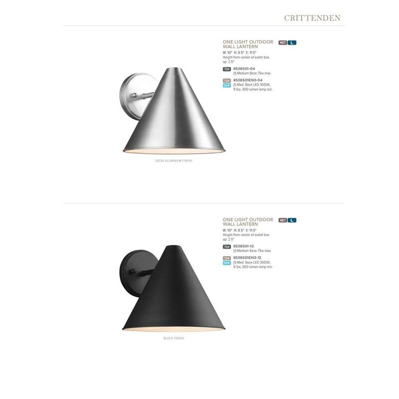Iluminación de generación Crittenden 1-Luz Negra Exterior 8.5 in. Aplique de Farol de Pared - 8538501-12