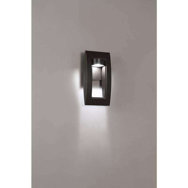 Colección de decoración para el hogar Frolynn, Farol de Pared para Exterior de 1 luz de 16 pulgadas en Bronce Frotado con Acentos Dorados, con Luz LED Integrada y Vidrio Esmerilado - 23712