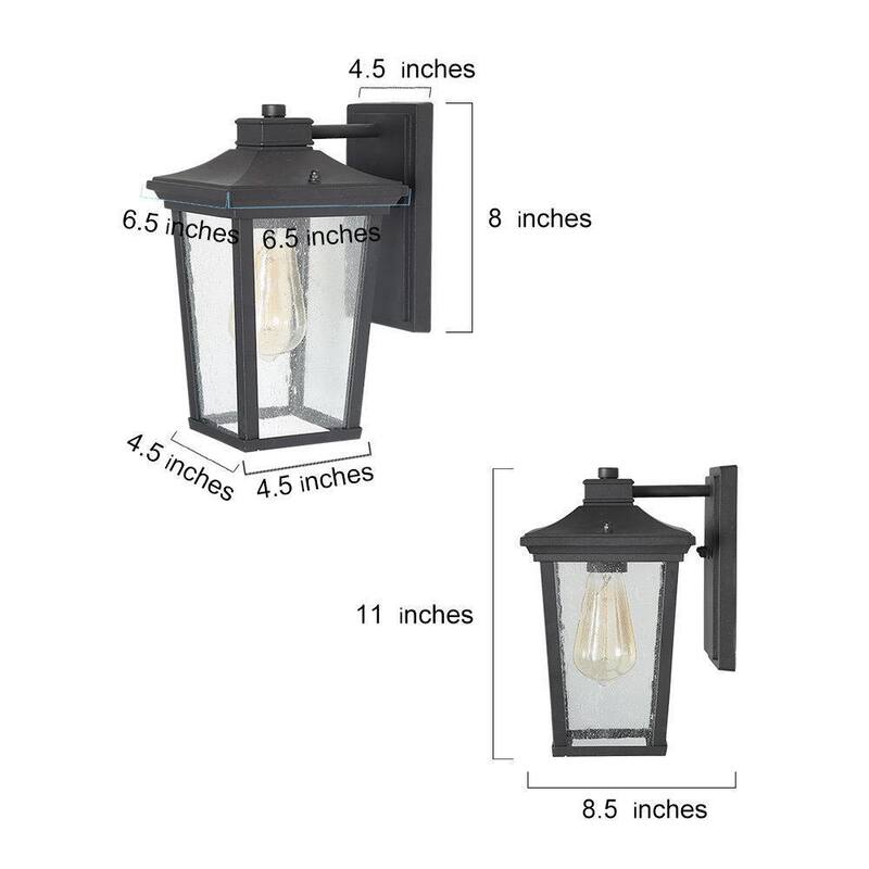 Lámpara de pared negra LNC Transitional de 1 luz de 11 pulgadas con pantalla de vidrio grabado, moderna luz de pared exterior compatible con LED - A03319S