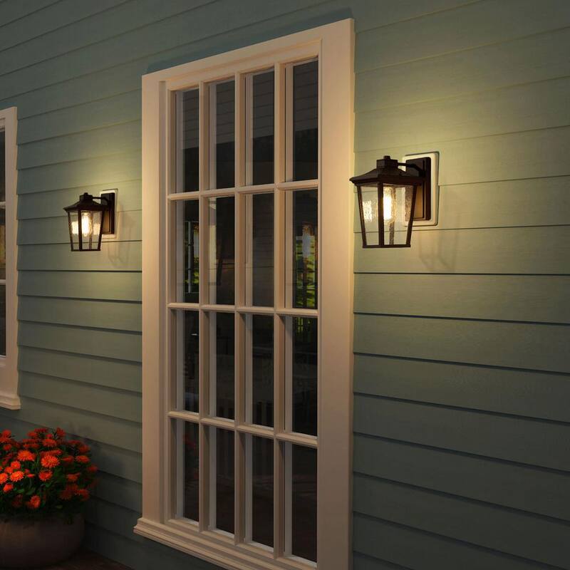 Lámpara de pared negra LNC Transitional de 1 luz de 11 pulgadas con pantalla de vidrio grabado, moderna luz de pared exterior compatible con LED - A03319S