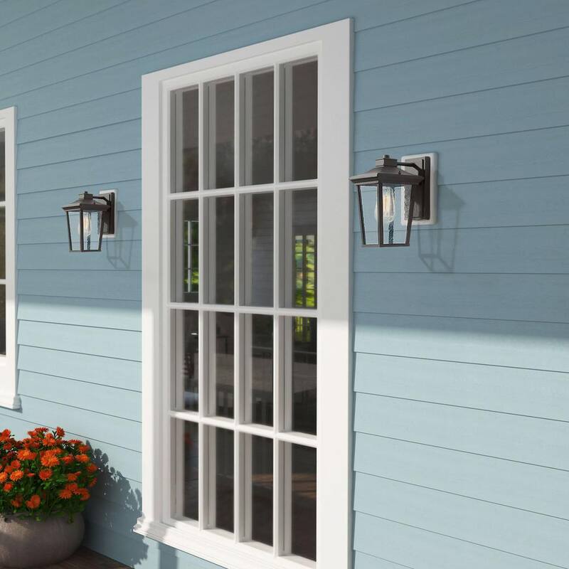 Lámpara de pared negra LNC Transitional de 1 luz de 11 pulgadas con pantalla de vidrio grabado, moderna luz de pared exterior compatible con LED - A03319S