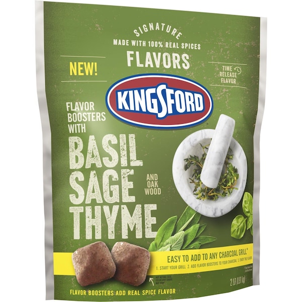 Sabores de firma Kingsford Todo Natural Albahaca Salvia Tomillo Briquetas de Carbón 2 lb - 32615