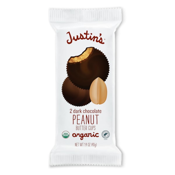 Taza de mantequilla de cacahuate con chocolate oscuro de Justins de 1.4 oz., paquete de 72 - 78445