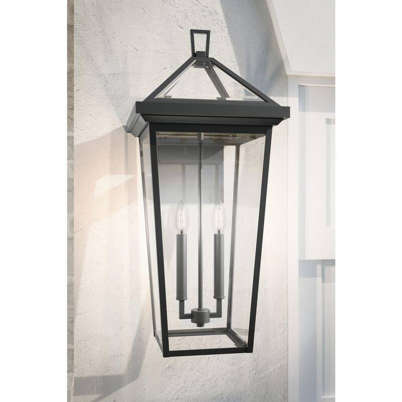 KICHLER Regence 26 pulgadas 2 luces Negro Texturizado Linterna de Pared Tradicional para Exteriores con Cableado Duro y sin focos incluidos (Paquete de 1) - 59127BKT