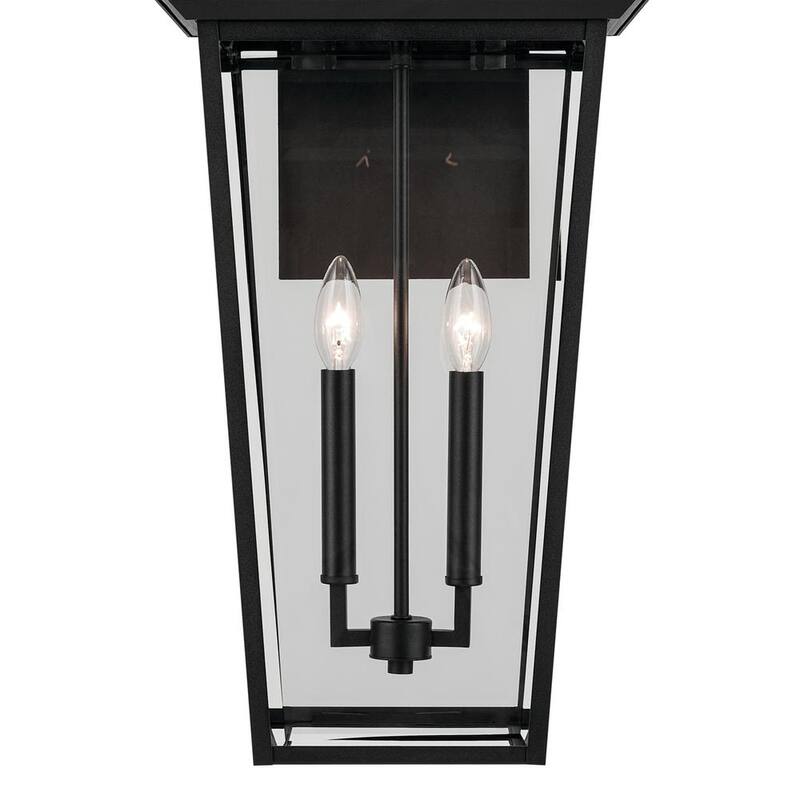KICHLER Regence 26 pulgadas 2 luces Negro Texturizado Linterna de Pared Tradicional para Exteriores con Cableado Duro y sin focos incluidos (Paquete de 1) - 59127BKT