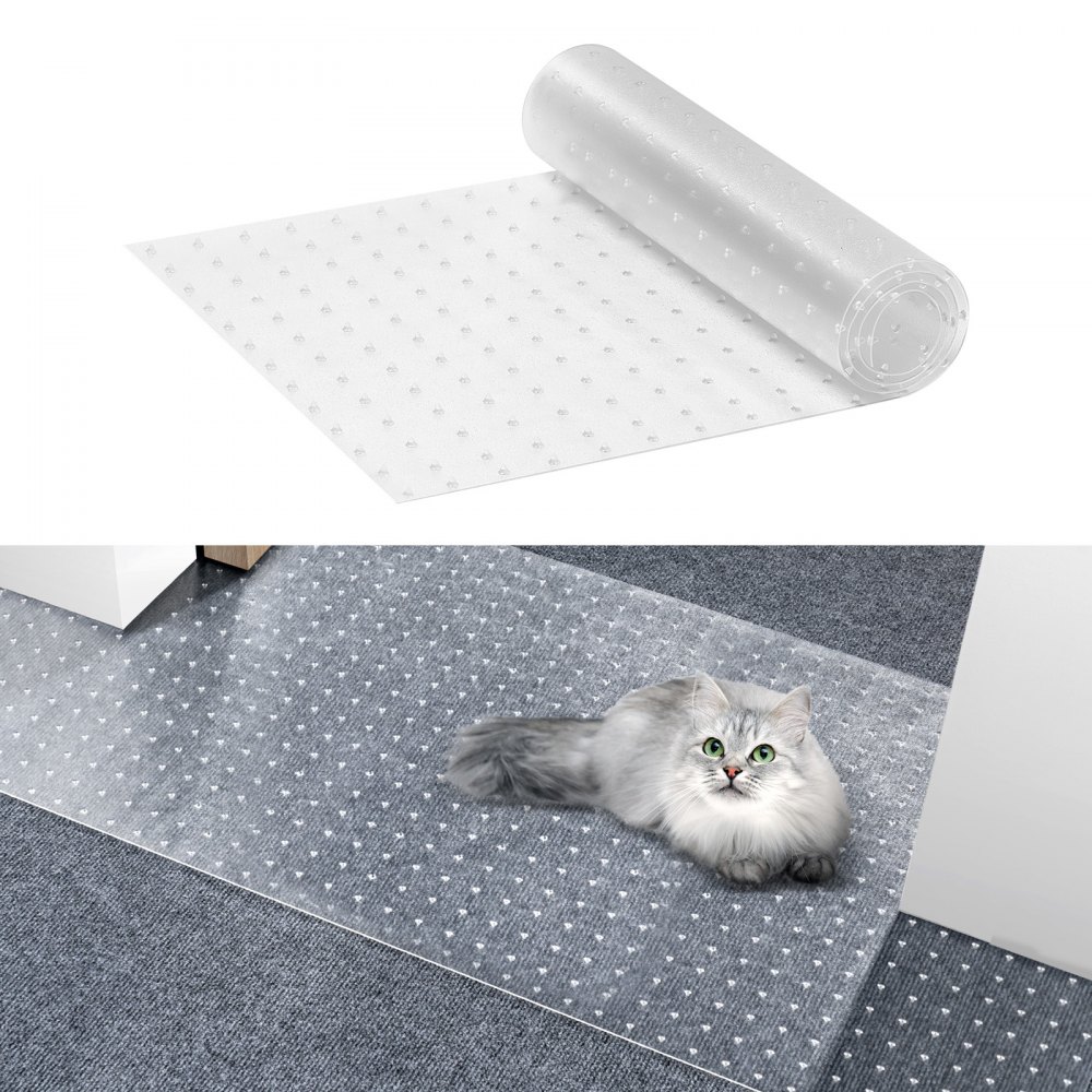VEVOR Carpet Protector for Pets, 15" x 4' PVC Scratch-Proof Cat Carpet Protector for Doorway, Anti-Slip Cat Scratch Protector Mat, Easy to Cut Plastic Carpet Scratch Stopper, Cat Scratch Guard Carpet - YXJBHMTM15YC7AW4FV0