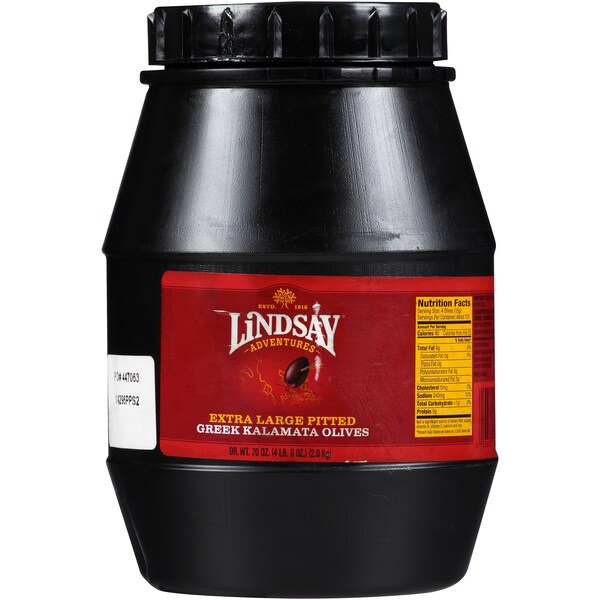 Aceitunas Kalamata grandes sin hueso Lindsay Lindsay importadas, 70 oz, paquete de 6 - A004032