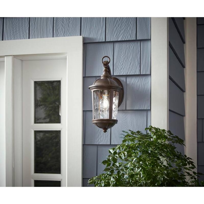 Colección de decoradores de hogar Leeds 16 pulgadas. Aplique de pared exterior de línea de voltaje en bronce místico con 1 luz y sin foco incluido - HB7262A-293