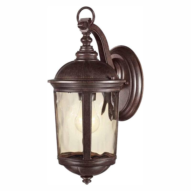 Colección de decoradores de hogar Leeds 16 pulgadas. Aplique de pared exterior de línea de voltaje en bronce místico con 1 luz y sin foco incluido - HB7262A-293