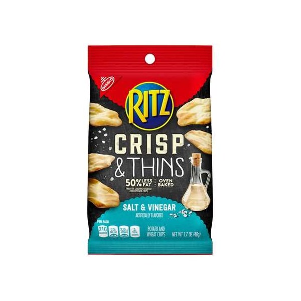 Galletas Ritz Nabisco Ritz Crisps sabor a sal y vinagre en bolsas de 1.72 onzas, paquete de 12 - 05229