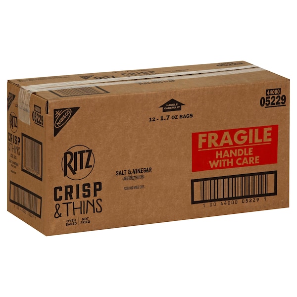 Galletas Ritz Nabisco Ritz Crisps sabor a sal y vinagre en bolsas de 1.72 onzas, paquete de 12 - 05229