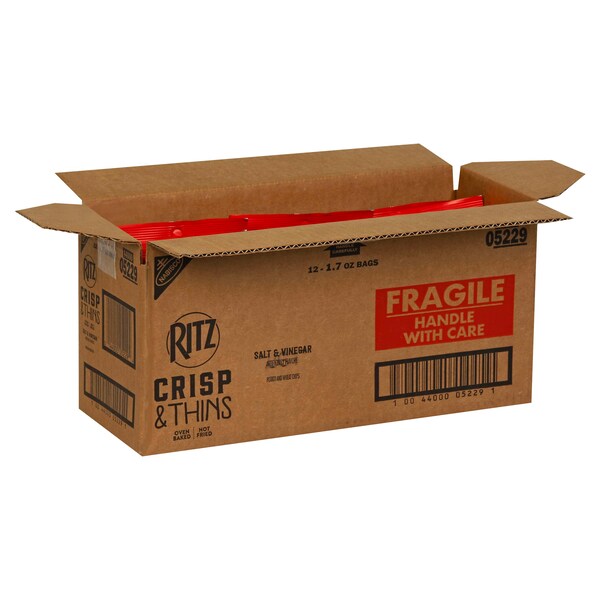 Galletas Ritz Nabisco Ritz Crisps sabor a sal y vinagre en bolsas de 1.72 onzas, paquete de 12 - 05229