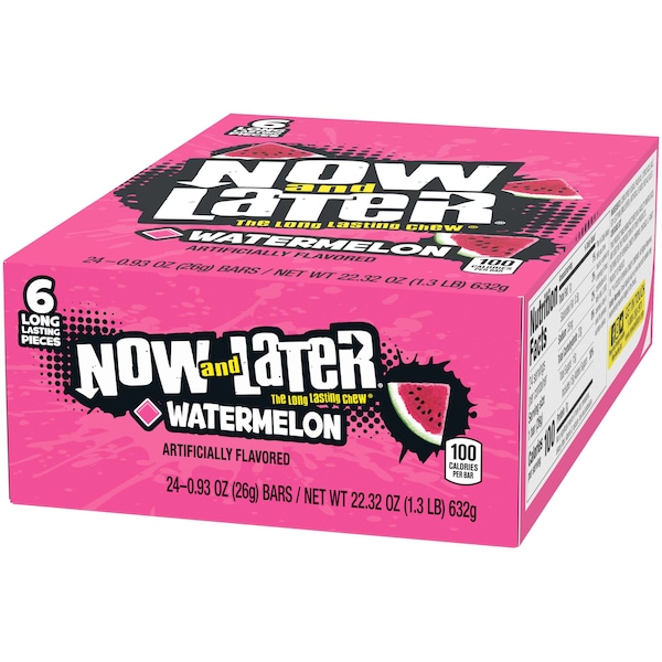 Ahora y después, Dulces de Sandía Now & Later 6 piezas .93 oz., PK12 - 52100