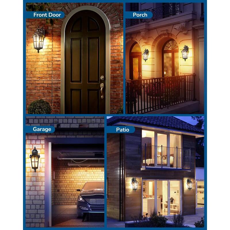 DEWENWILS Linterna de Pared Exterior con Sensor de Movimiento en Negro y de Anochecer al Amanecer de 16.8 pulgadas con Cableado Duro, Set de 2 - HOWL07D