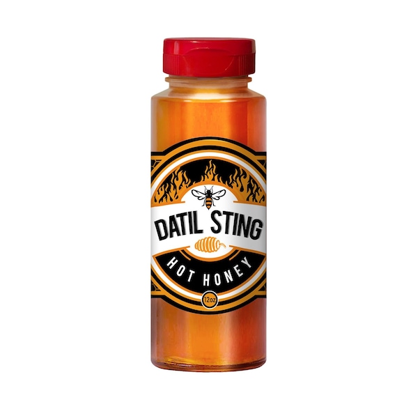 Mercado Mundial de Miel - Datil Sting Chiles Picantes Más Calientes Miel de Pimienta 12 oz Botella - DS-5097