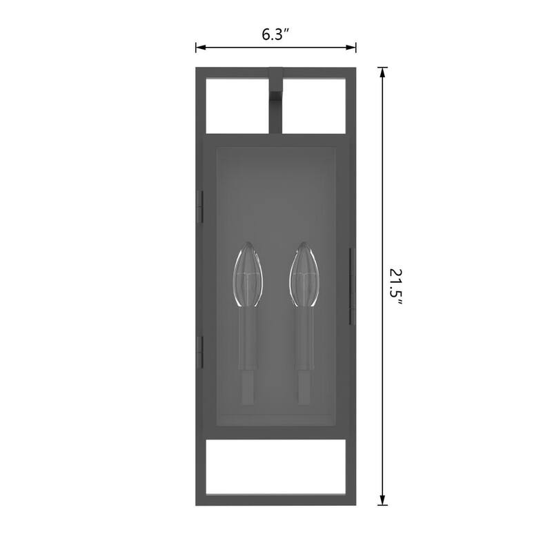 Lámpara de pared exterior con cableado duro Maxax Decorators 21.46 in. Negro Arena al Anochecer a Amanecer de 2 luces con No incluir bombillas - 7030-2BK
