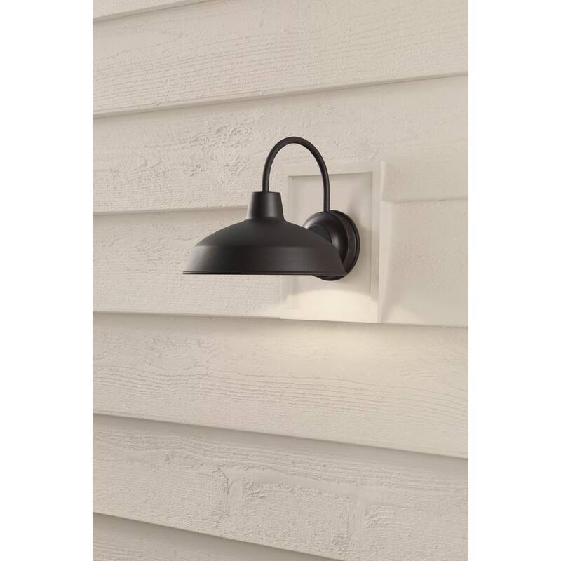 Luz de pared para exteriores Hampton Bay de 10 pulgadas en bronce con LED integrado y montaje duro - Lámpara linterna aplique de luz - IZH1691L-2