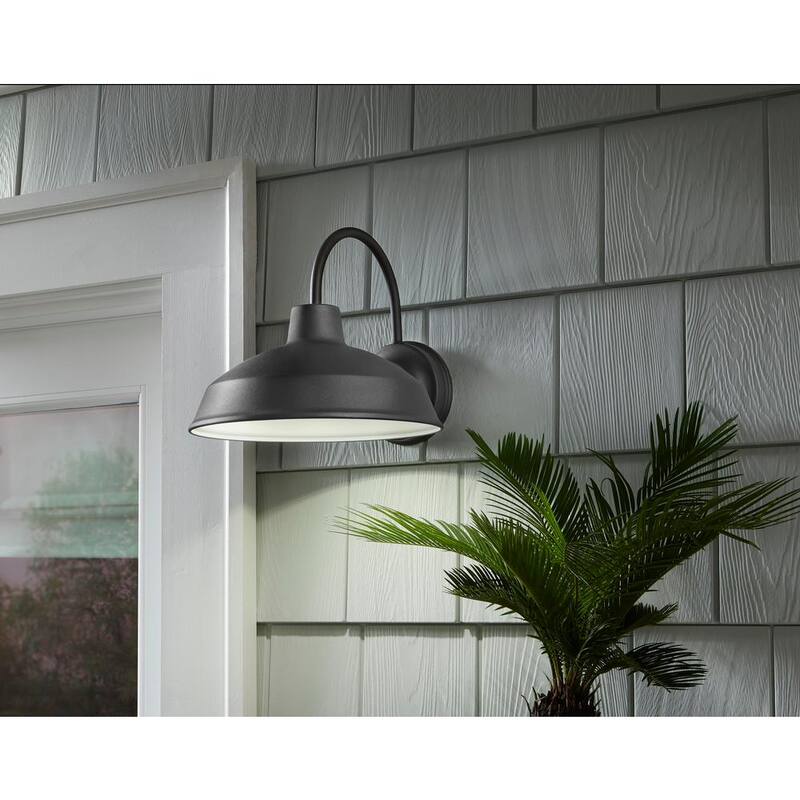 Luz de pared para exteriores Hampton Bay de 10 pulgadas en bronce con LED integrado y montaje duro - Lámpara linterna aplique de luz - IZH1691L-2