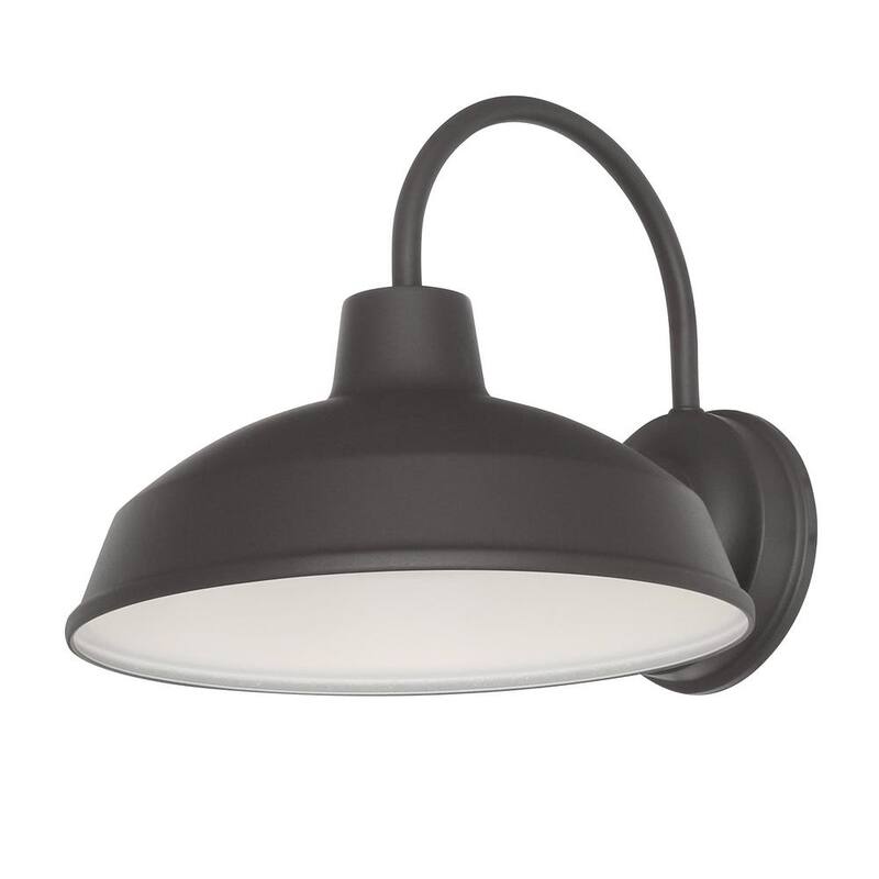 Luz de pared para exteriores Hampton Bay de 10 pulgadas en bronce con LED integrado y montaje duro - Lámpara linterna aplique de luz - IZH1691L-2