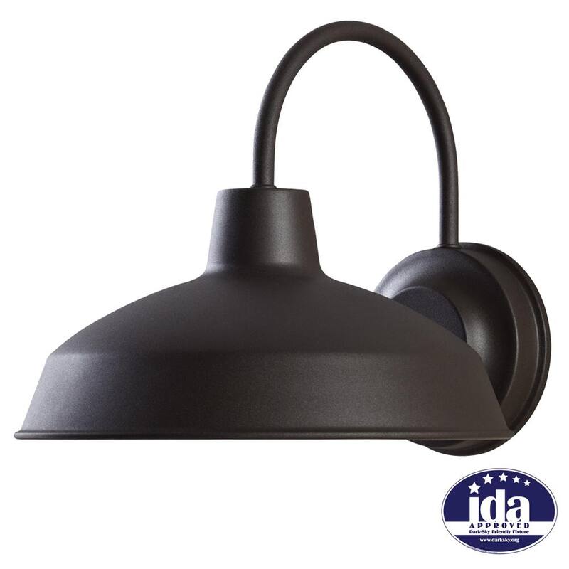 Luz de pared para exteriores Hampton Bay de 10 pulgadas en bronce con LED integrado y montaje duro - Lámpara linterna aplique de luz - IZH1691L-2