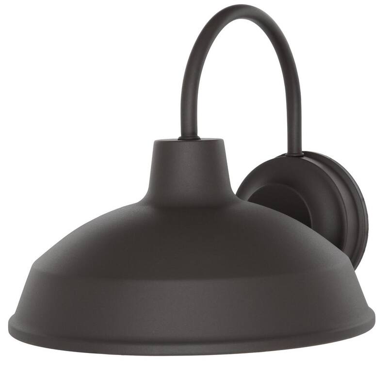 Luz de pared para exteriores Hampton Bay de 10 pulgadas en bronce con LED integrado y montaje duro - Lámpara linterna aplique de luz - IZH1691L-2