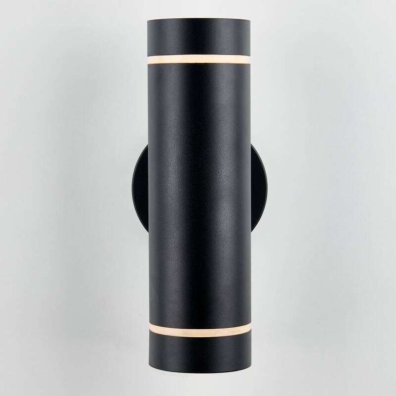 Luz de garaje y porche al aire libre moderna en negro con cableado duro Artika C7, aplique de cilindro - AMP101-CCABL