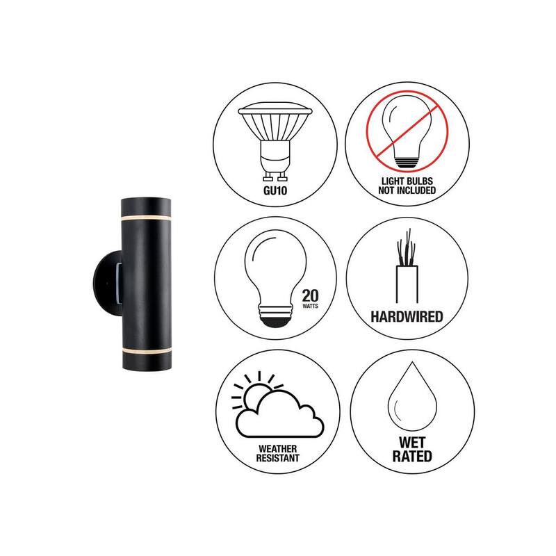 Luz de garaje y porche al aire libre moderna en negro con cableado duro Artika C7, aplique de cilindro - AMP101-CCABL