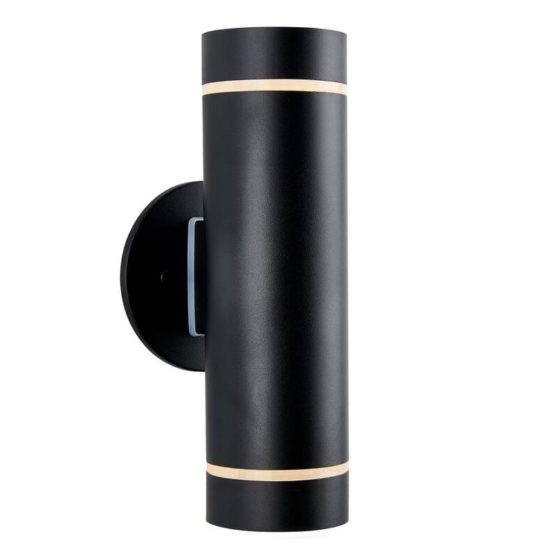 Luz de garaje y porche al aire libre moderna en negro con cableado duro Artika C7, aplique de cilindro - AMP101-CCABL