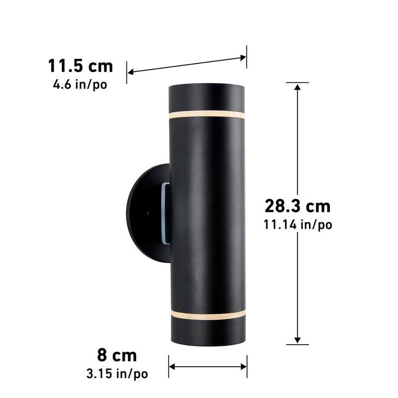 Luz de garaje y porche al aire libre moderna en negro con cableado duro Artika C7, aplique de cilindro - AMP101-CCABL