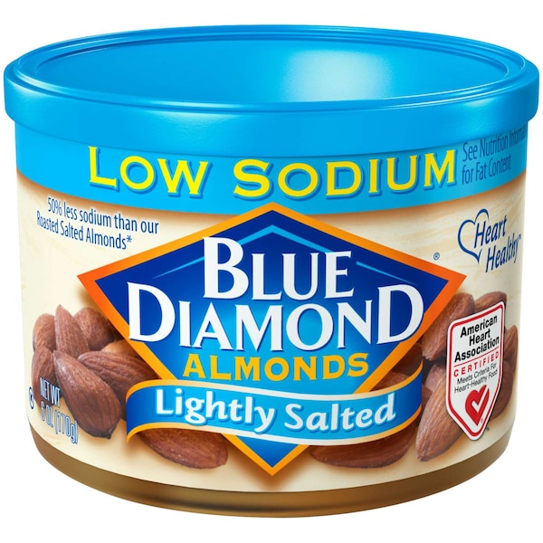 Almendras azules tostadas y saladas con bajo contenido de sodio de 6 oz, paquete de 12 - 05982.
