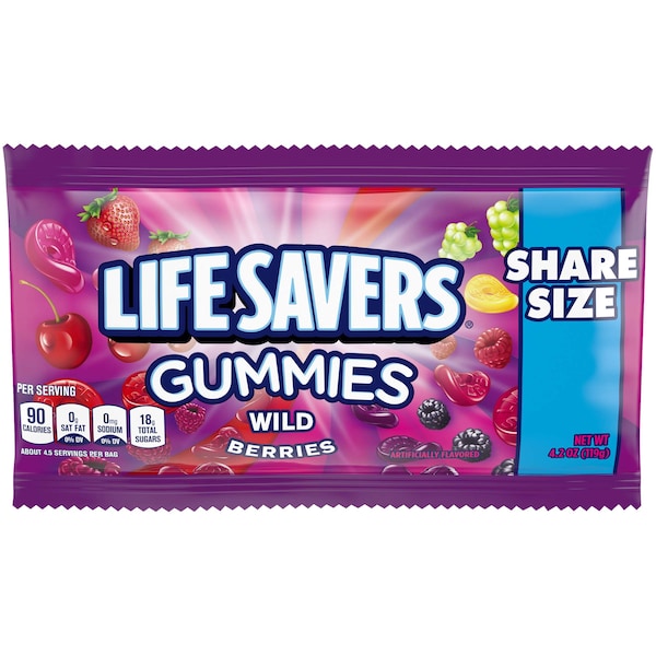 Salvavidas Salvavidas Tamaño Compartido Gomitas Sabor Baya Silvestre 4.2 oz. Bolsa, PK90 -301266